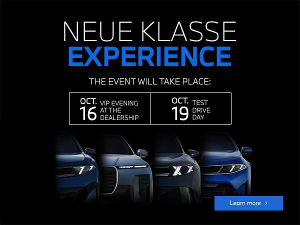 Banner for NEUE KLASSE EXPERIENCE EVENT